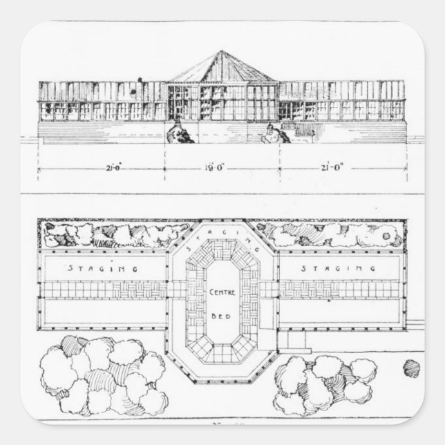 Adesivo Quadrado Sistema de aquecimento de um Hothouse, Conservatór (Frente)