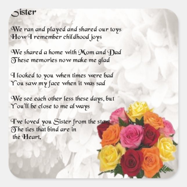 Adesivo Quadrado Sister Poem - Flores (Frente)