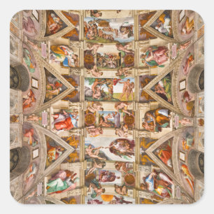 Adesivo Quadrado Sistine Chapel Ceiling, 1512 por Michelangelo