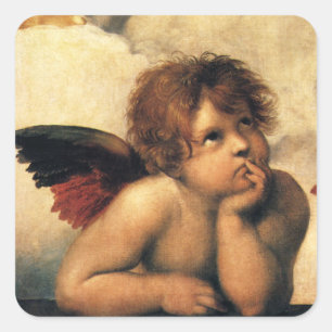 Adesivo Quadrado Sistine Madonna Angels por Raphael Sanzio