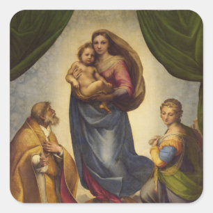 Adesivo Quadrado Sistine Madonna por Rapahel