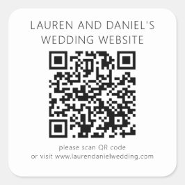Adesivo Quadrado Site de Casamento Branco Preto do Código QR