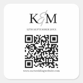 Adesivo Quadrado Site de Casamento de Código QR de Casamento Minima