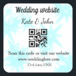 Adesivo Quadrado site de casamento simples minimal QR code adiciona<br><div class="desc">Projetado para o seu casamento</div>