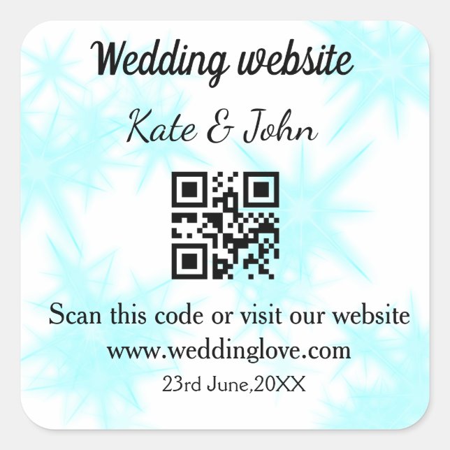 Adesivo Quadrado site de casamento simples minimal QR code adiciona (Frente)