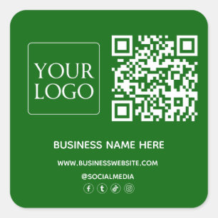 Adesivo Quadrado Site do logotipo comercial do código QR verde do E