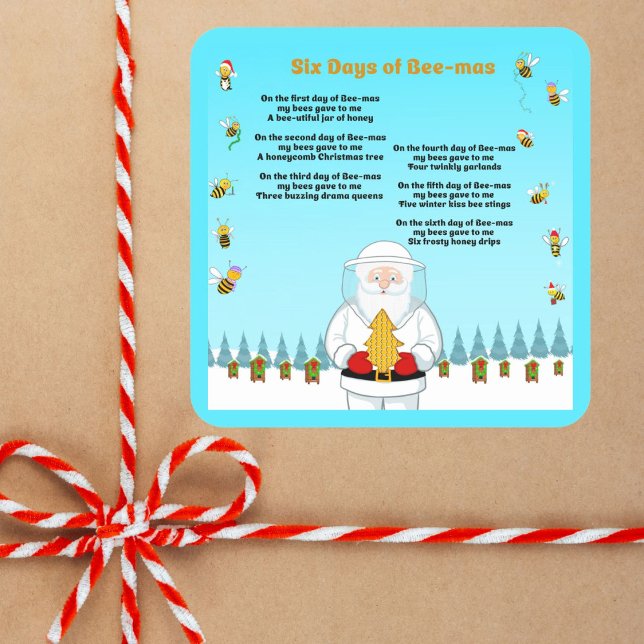 Adesivo Quadrado Six Days of Bee-Mas Merry Christmas to an Amazing  (Criador carregado)