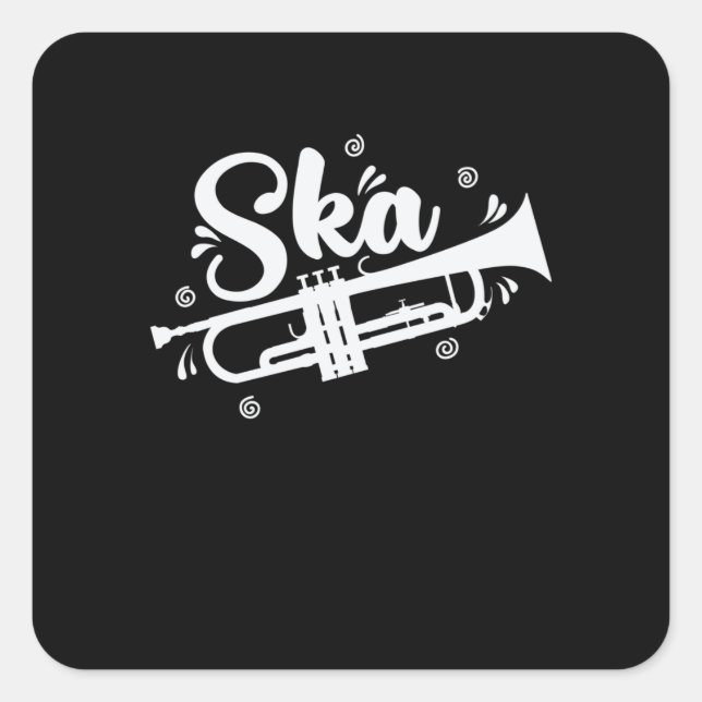 Adesivo Quadrado Ska Trompete Swing Jazz Musikstil (Frente)