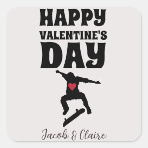 Adesivo Quadrado skate, Feliz dia dos namorados personalize o nome