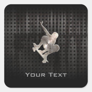 Adesivo Quadrado Skate; Legal Preto