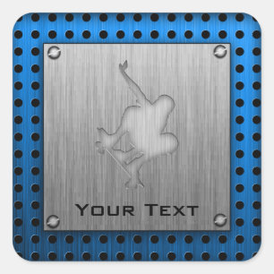 Adesivo Quadrado Skateboard com aspecto metálico escovado