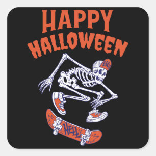 Adesivo Quadrado Skateboard Halloween