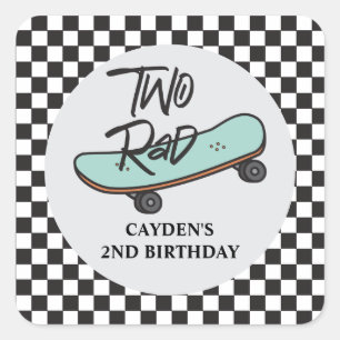 Adesivo Quadrado Skateboard Two Rad 2º Aniversário