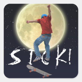 Adesivo Quadrado Skateboarder Consiga Alguma Ação Aérea Kulcha Art
