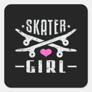 Adesivo Quadrado Skater Girl Skateboard Skating Sk8 Skate Gift Idea