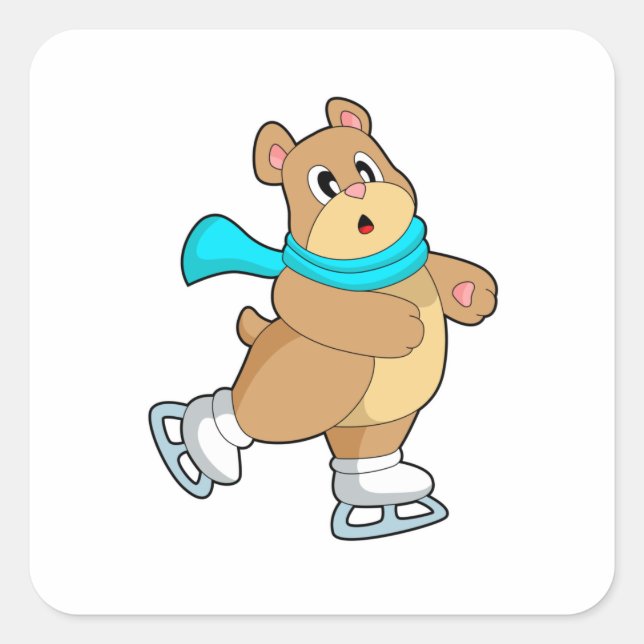 Adesivo Quadrado Skates de gelo com gelo (Frente)