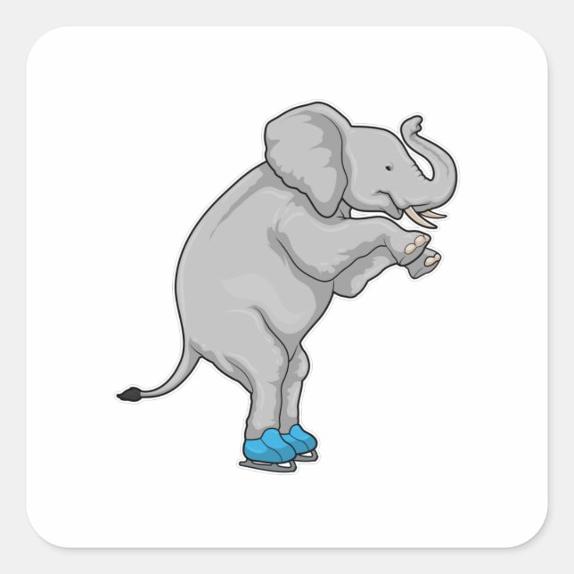 Adesivo Quadrado Skates de gelo com gelo elefante (Frente)