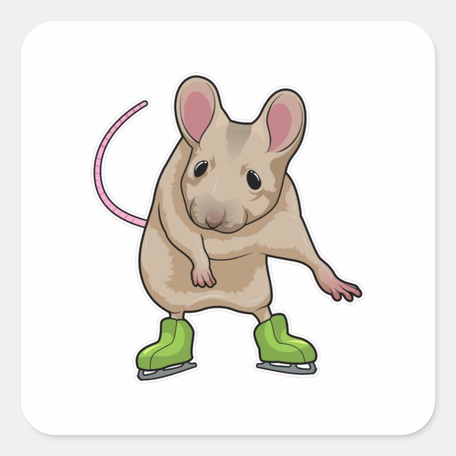 Adesivo Quadrado Skates de gelo para patinagem com ratos (Frente)