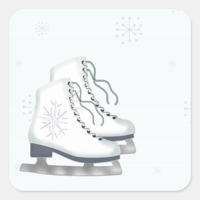 Adesivo Quadrado Skates de gelo, Snowflakes Sticker (Frente)