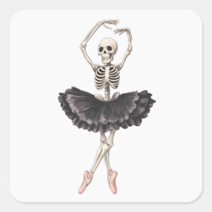 Adesivo Quadrado Skeleton Ballerina - Graça Assustadora Conhece Gót