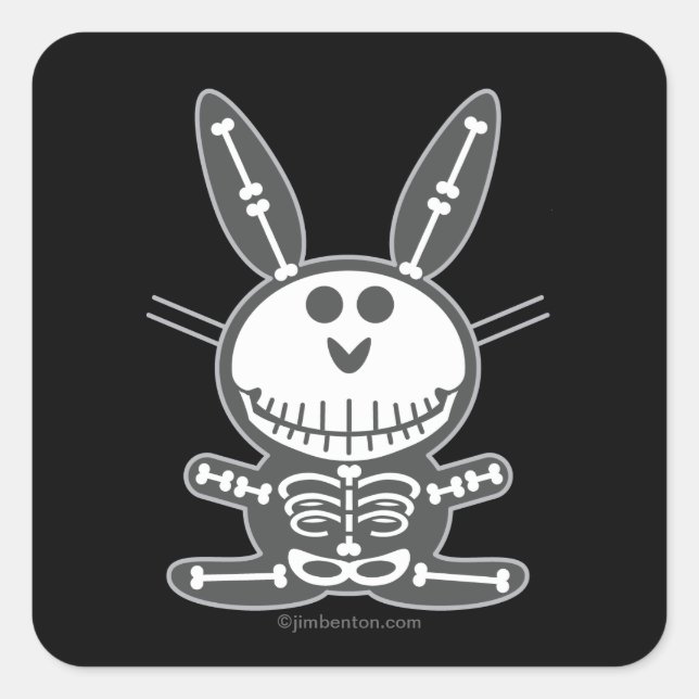 Adesivo Quadrado Skeleton Bunny (Frente)