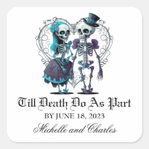 Adesivo Quadrado Skeleton Casal Wedding