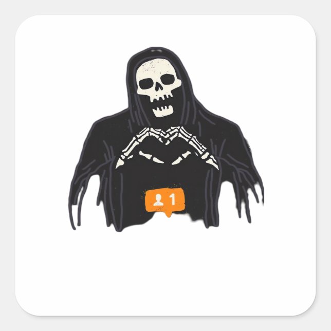 Adesivo Quadrado Skeleton Hand Heart Follower Classic (Frente)