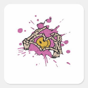 Adesivo Quadrado Skeleton Hand Heart Show Classic