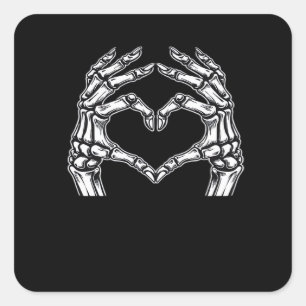 Adesivo Quadrado Skeleton Heart Hands Sign Halloween Figurume Basic