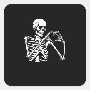 Adesivo Quadrado Skeleton Heart Hands Sinal Halloween Costume Retro