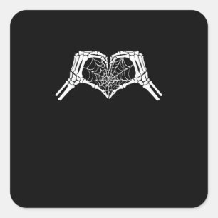 Adesivo Quadrado Skeleton Heart Mãos Aranha Halloween Spooky Wo