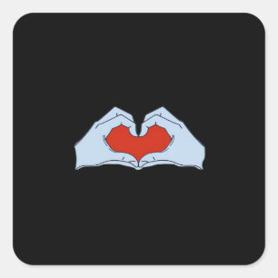 Adesivo Quadrado Skeleton Heart Mãos Clássicas e Halloween Básico