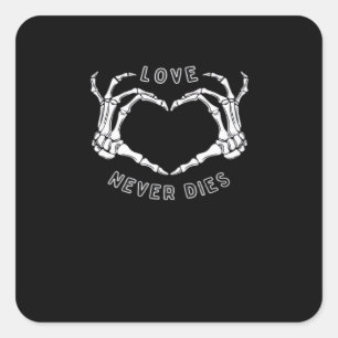 Adesivo Quadrado Skeleton Heart Mãos Engraçadas e Clássicas