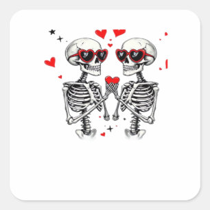 Adesivo Quadrado Skeleton Heart Mãos Para Tendência