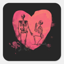 Skeleton Love Watercolor Heart
