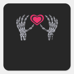 Adesivo Quadrado Skeleton Mãos Coração