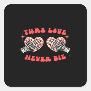 Adesivo Quadrado Skeleton Mãos Design Cardíaco Clássico