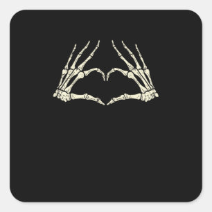 Adesivo Quadrado Skeleton Mãos Dias de as Bruxas engraçados Cardíac