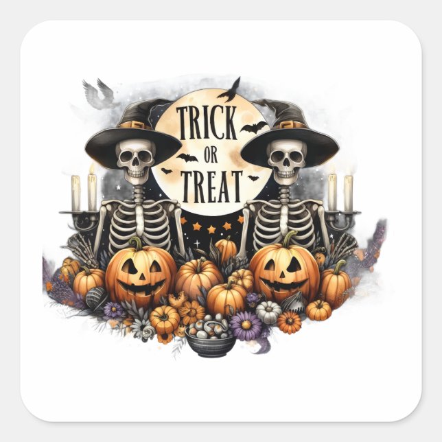 Adesivo Quadrado Skeleton Party (Frente)