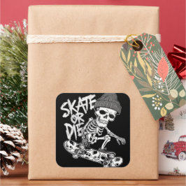 Adesivo Quadrado Skeleton-Themed Skateboarder Art: Styliz