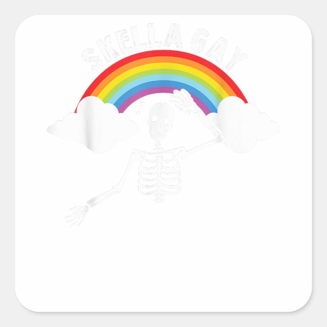 Adesivo Quadrado Skella Gay Spooky Skeleton de Halloween Suporte LG (Frente)