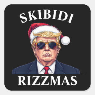 Adesivo Quadrado Skibidi Rizzmas Faz Excelente De Natal Novamente X