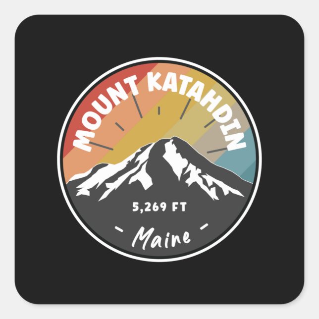 Adesivo Quadrado Skiing Mount Katahdin - Maine (Frente)