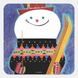 Adesivo Quadrado Skis para Snowman