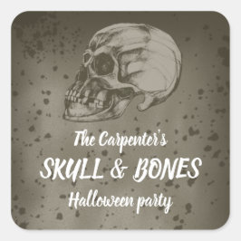 Adesivo Quadrado Skull & Bones Halloween