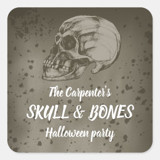 Adesivo Quadrado Skull & Bones Halloween (Frente)