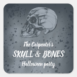 Adesivo Quadrado Skull & Bones Halloween