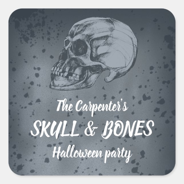 Adesivo Quadrado Skull & Bones Halloween (Frente)