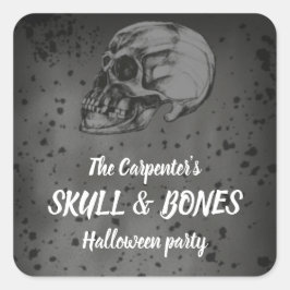 Adesivo Quadrado Skull & Bones Halloween