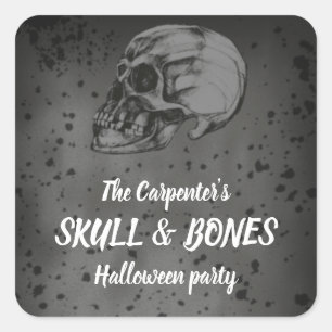Adesivo Quadrado Skull & Bones Halloween